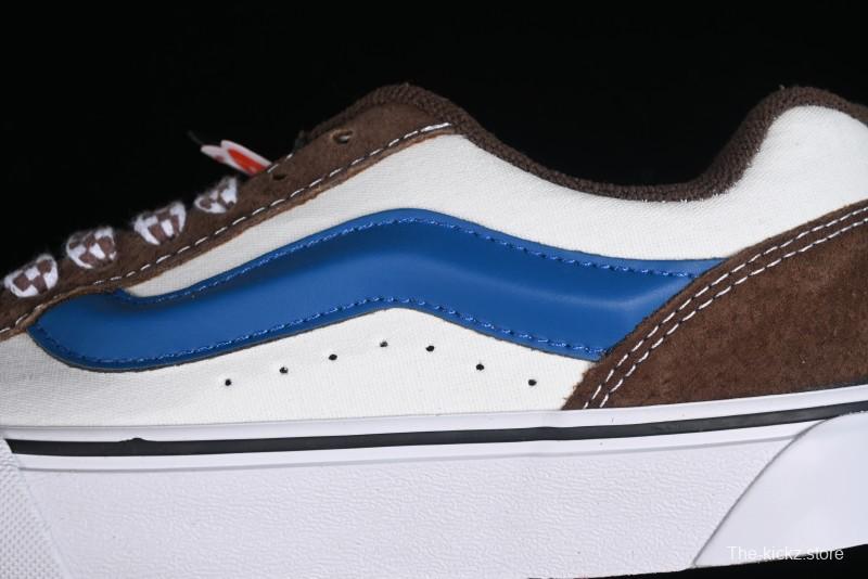 Vans Classics Knu Skool White Blue Brown Colorblock Chunky Tongue Skate Shoes - VN0009QCDMV