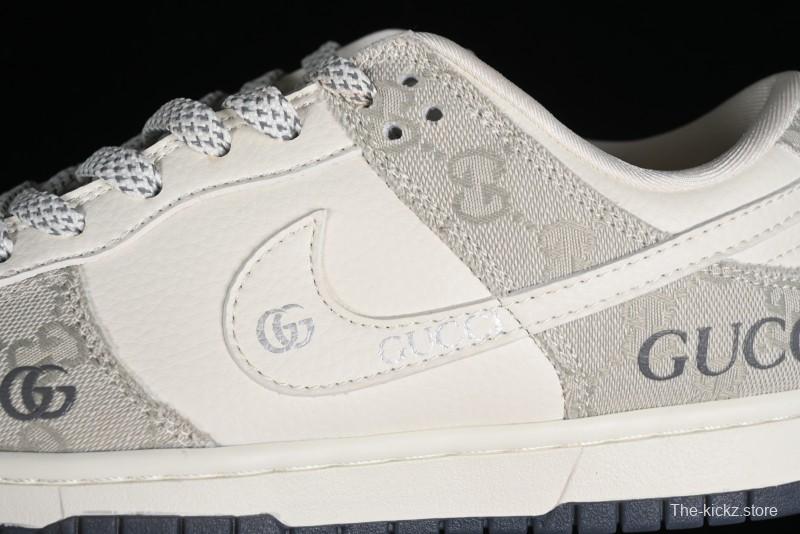 Nike SB Dunk Low Gucci Collaboration - Smoke Grey Anniversary Custom Low-Top Casual Sneakers - CF3688-003