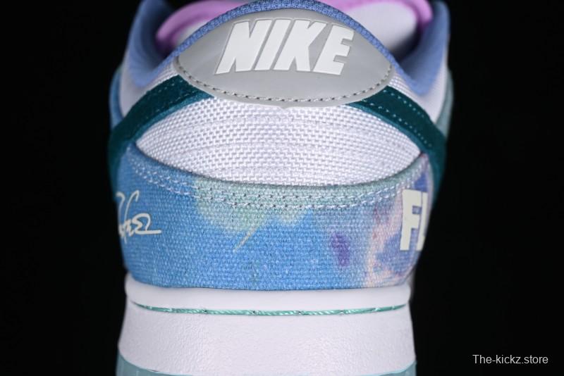 Nike Futura x Dunk Low Pro SB Skate Shoes with Tie-Dye Design - HF6061-400