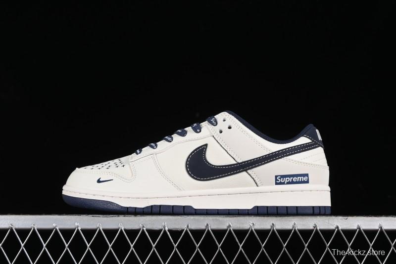 Nike SB Dunk Low Supreme Collaboration - Dark Blue Canvas Anniversary High-End Custom Low-Top Casual Skate Shoes - BB6698-511