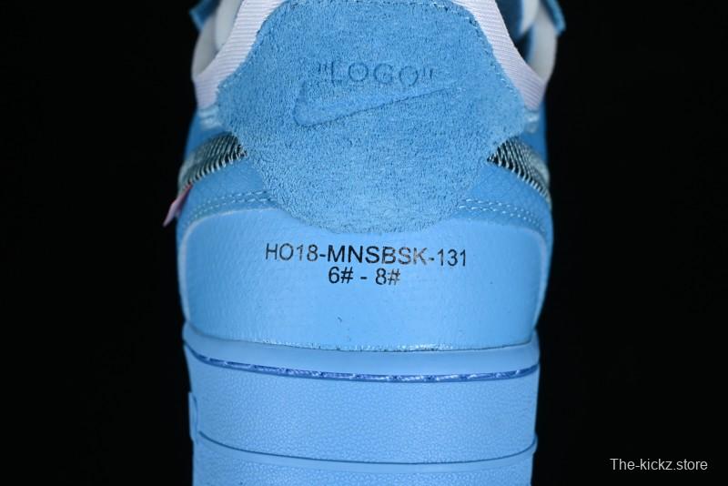 Nike Off White x Air Force 1 Low OW Collaboration Transparent Blue Casual Sneakers - AO4606-400