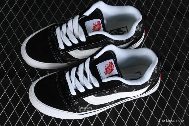 Vans Knu-Skool Premium Custom Denim Monogram Slip-On Shoes - VN0009QC6BT