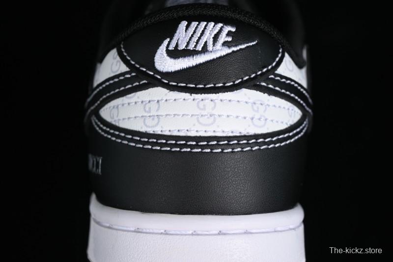 Nike SB Dunk Low Gucci Collaboration - Double G Embroidery Black Swoosh Anniversary Custom Low-Top Casual Skate Shoes - SF1588-136