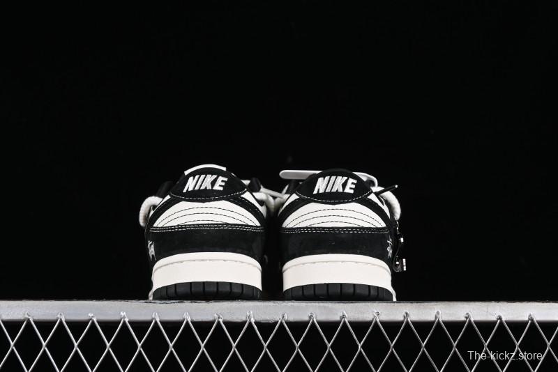 Stussy x Nike Dunk Low SB Sneakers in Beige Black Swoosh - SJ2068-252