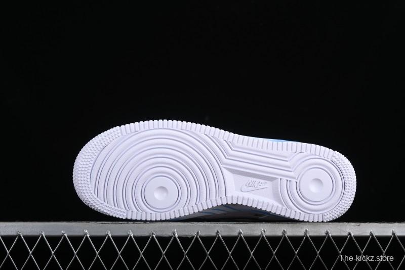 Nike Air Force 1 '07 Low Casual Sneakers with Anime-inspired Blue Spray Paint Design - CW2288-111