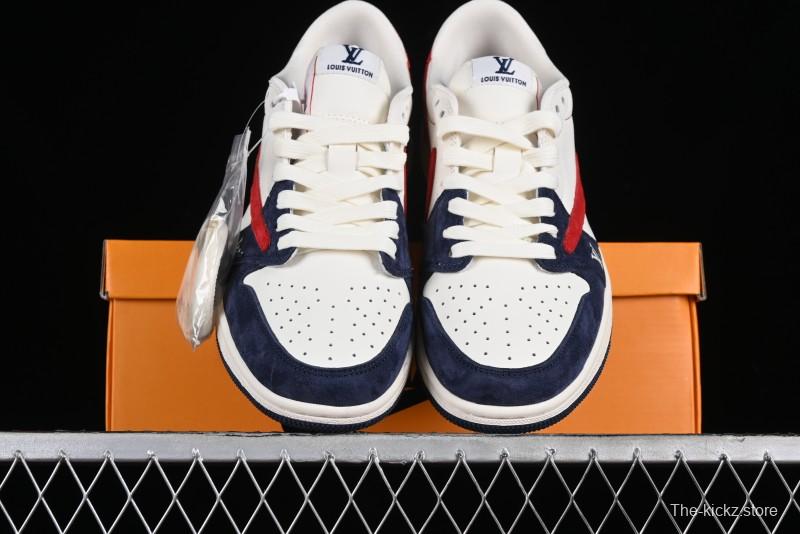 Nike Travis Scott x Fragment Design x Jordan Air Jordan 1 Low OG SP AJ1 LV Blue Red Low-top Casual Sneakers - YQ2088-670