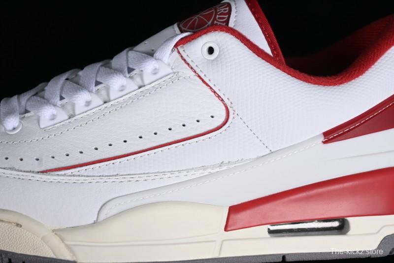 Nike Air Jordan 2/3 Retro Low Top Basketball Shoes in White and Red - FD0383-161
