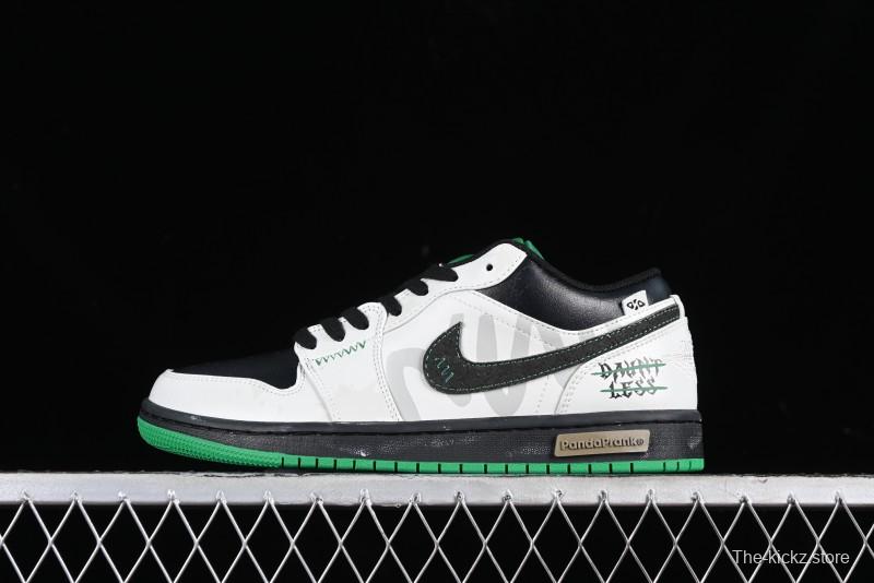 Nike Air Jordan 1 Low Retro Basketball Shoes with Panda Mischief Pioneer Rider Design - 553558-065
