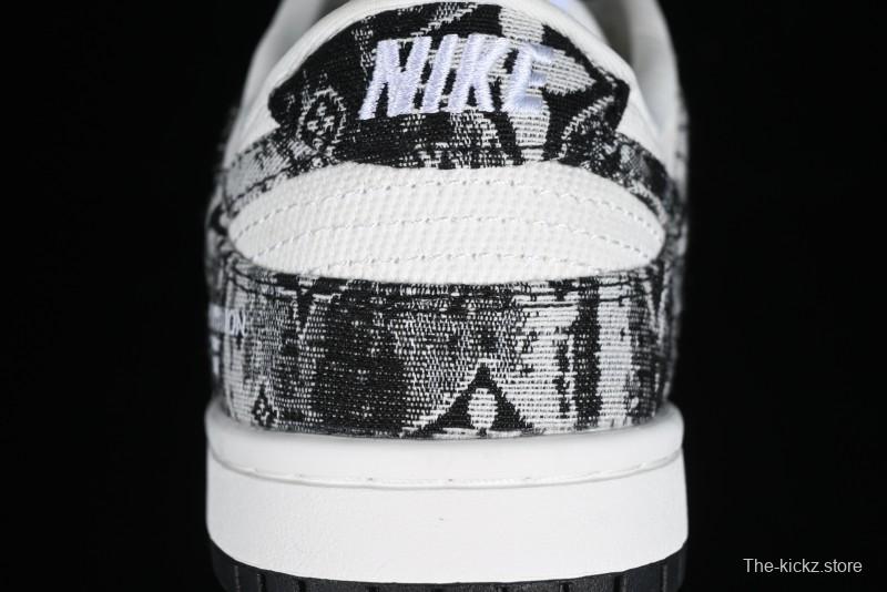 Nike SB Dunk Low LV Collaboration - Black Denim Anniversary High-End Custom Low-Top Casual Skate Shoes - XB3802-351