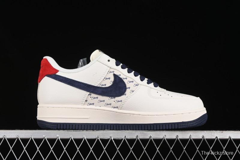 Nike Air Force 1 '07 Low Stussy Collaboration - Blue Red Print Low-Top Casual Sneakers - XZ3318-566