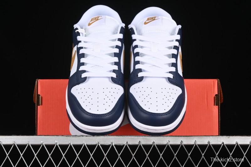 Nike Dunk Low SB Skateboarding Shoes in Black/White/Gold Colorway - FB9109-111