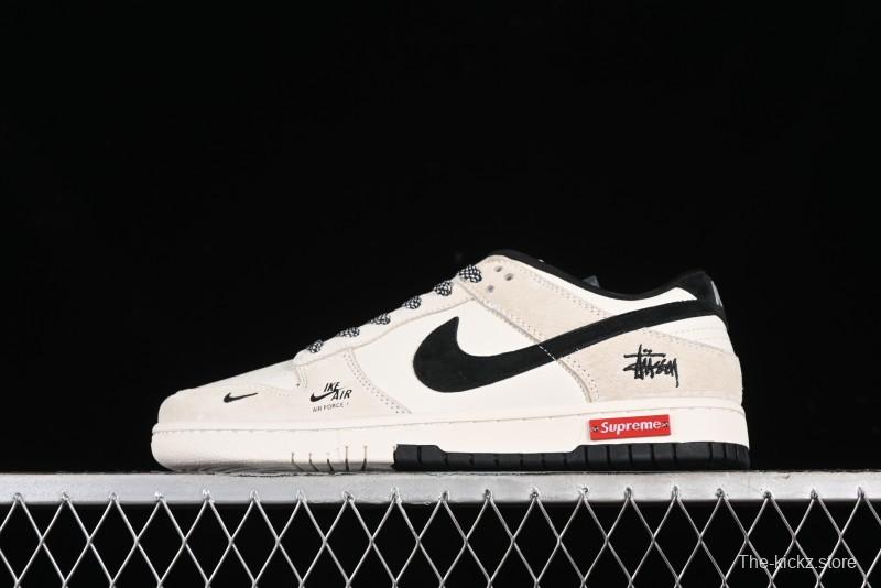 Nike SB Dunk Low x Supreme x Stussy Triple Collaboration Off-White Black Swoosh Anniversary High-End Custom Low-Top Casual Skate Shoes - SJ2068-270