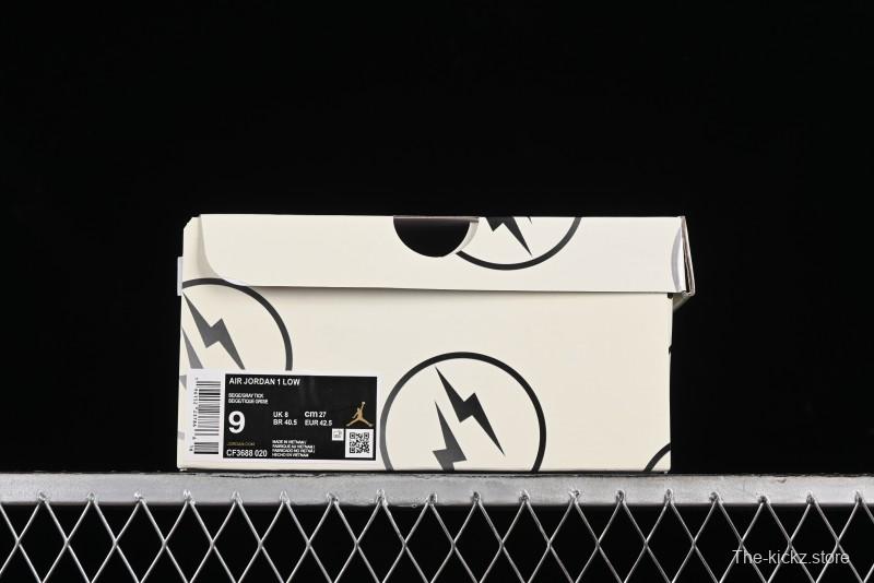 Nike Air Jordan 1 Low AJ1 Lightning Collaboration - Off White Grey Anniversary Custom Edition Low-Top Casual Sneakers - CF3688-020