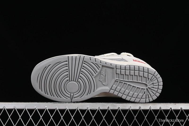 Nike SB Dunk Low Supreme Collaboration - Beige White Fox Lettering Anniversary High-End Custom Low-Top Casual Skate Shoes - JJ5688-106