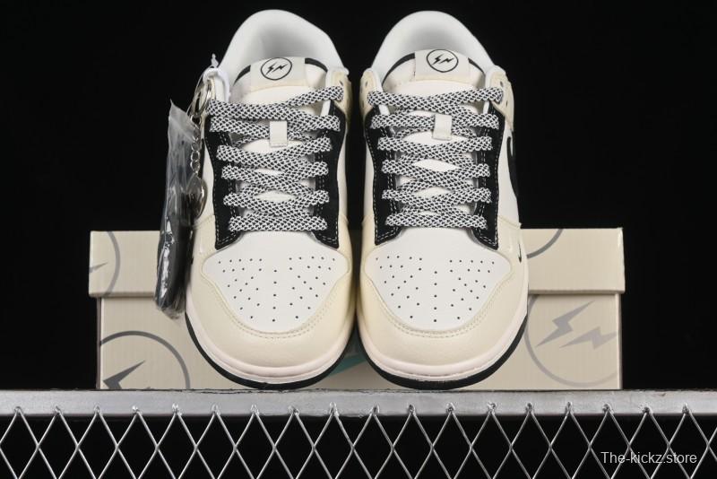 Nike SB Dunk Low Lightning Collaboration - Off White Black Double Swoosh Anniversary Custom Low-Top Casual Skate Shoes - XY1688-007