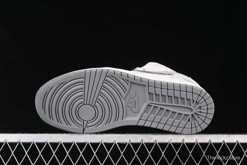 Nike Air Jordan 1 Low AJ1 The North Face Collaboration - Suede Grey Retro Basketball Shoes - DM5688-111