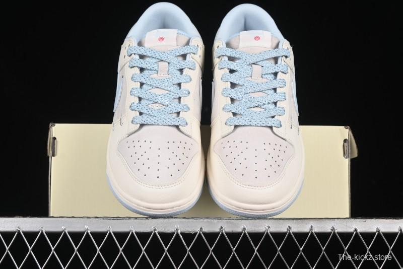 Nike SB Dunk Low Stussy Collaboration - Double Swoosh Ice Blue Anniversary Custom Low-Top Casual Skate Shoes - XX2026-101