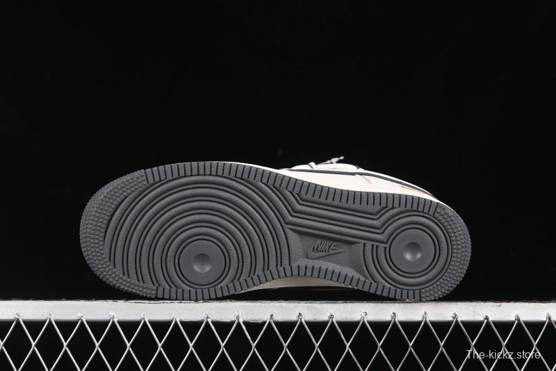 Nike Air Force 1 '07 Low Supreme Collaboration - Red Stitch Grey Sole Casual Sneakers - SJ1198-600