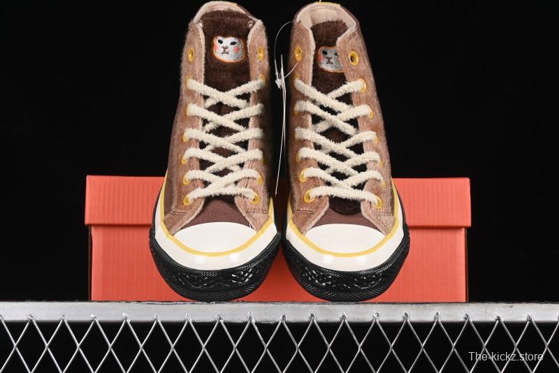 Converse Zoo Happy Pets Series High-Top Fleece-Lined Casual Sneakers with Animal-Themed Design - A12767C