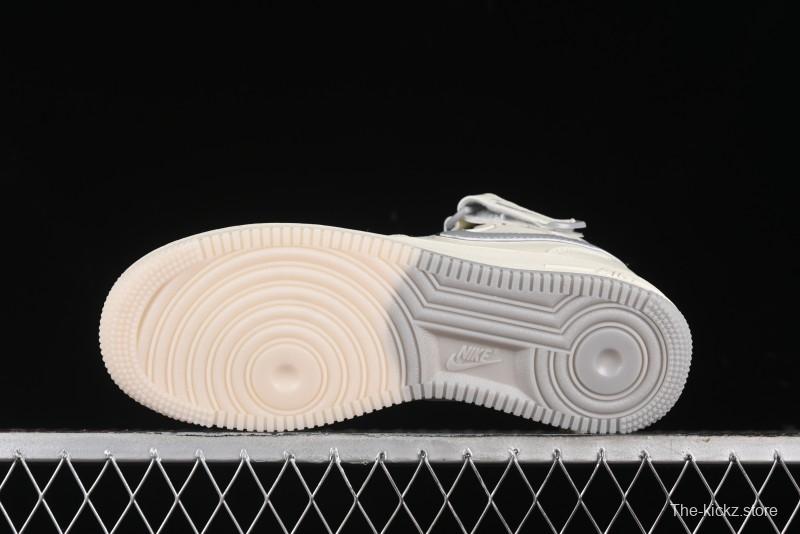 Nike Air Force 1 '07 Mid Casual Sneakers in Light Grey with 3M Reflective Details and Crystal Outsole - XL0236-232