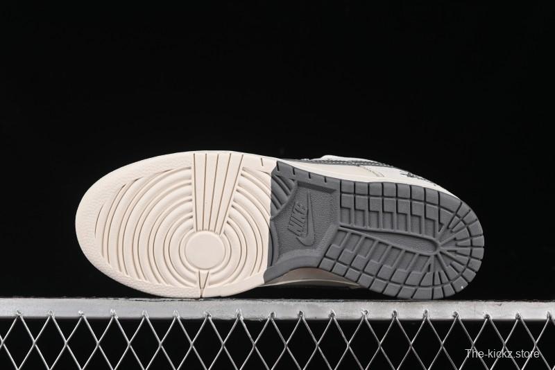 Nike SB Dunk Low Stussy Collaboration Patch Grey White Dark Grey Swoosh Anniversary Custom Low-Top Casual Skate Shoes - MM1089-024
