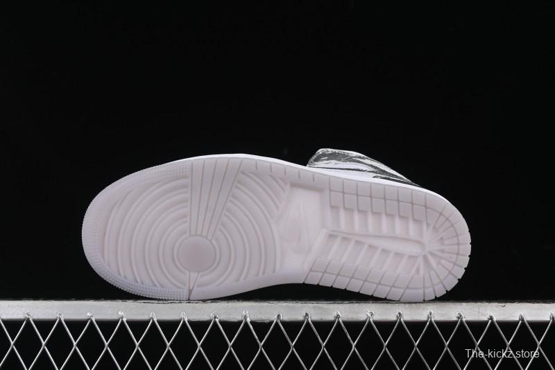 Nike Air Jordan 1 Mid Basketball Shoes Silver White - FN5031-100