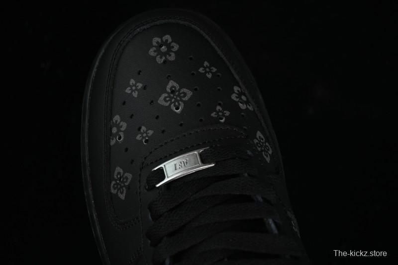 Nike Air Force 1 '07 Low LV Custom All Black Casual Sneakers - 315122-101