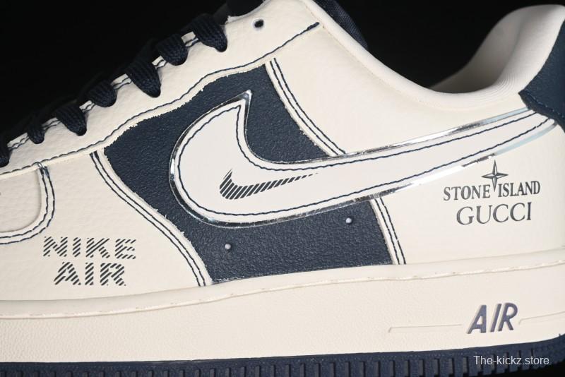 Nike Air Force 1 '07 Low Gucci Stone Island Collaboration - Off White Graphite Low-Top Casual Sneakers - KK1988-013