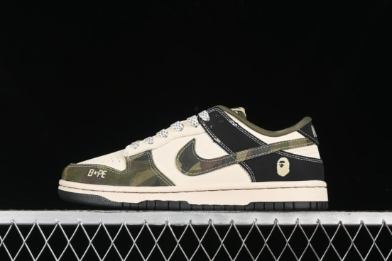 Nike SB Dunk Low Bape Collaboration - Patchwork Camouflage Anniversary Custom Low-Top Casual Sneakers - CH6336-229