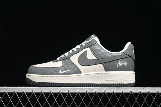 Nike Air Force 1 '07 Low Stussy Collaboration - Light Bone Shadow Low-Top Casual Sneakers - DF0180-008