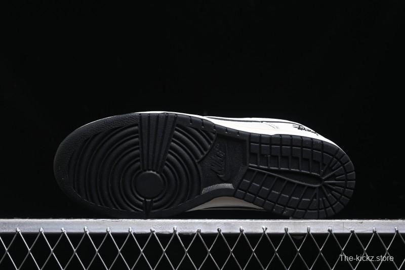 Nike SB Dunk Low Stussy Collaboration - Beige Black Line High-End Custom Low-Top Casual Skate Shoes - BB7518-008