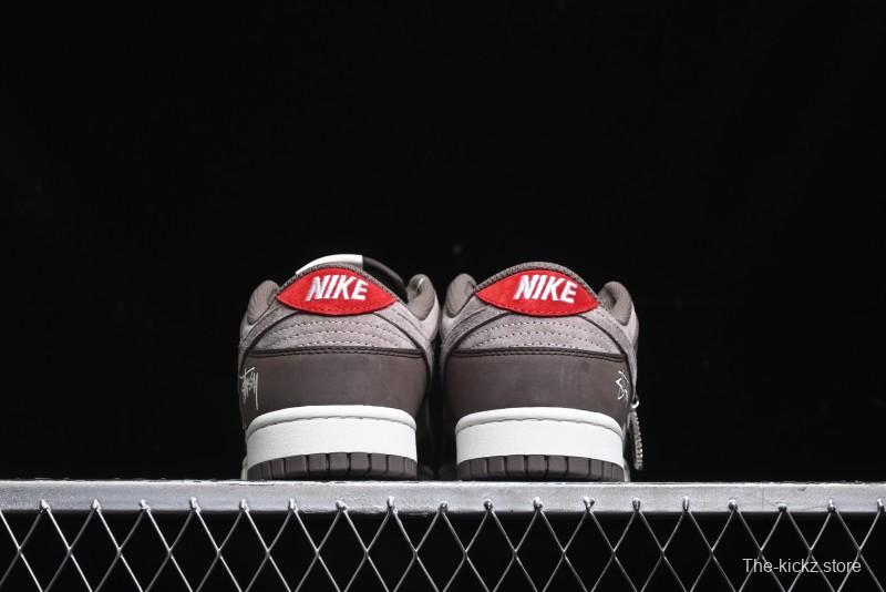 Nike SB Dunk Low Stussy Collaboration - Beige Brown Swoosh Anniversary High-End Custom Low-Top Casual Skate Shoes - SF1029-408
