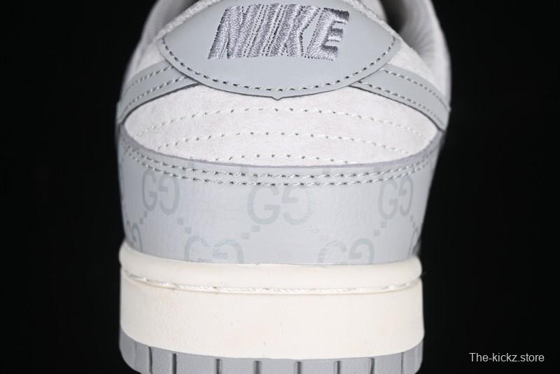 Nike SB Dunk Low Gucci Collaboration Dark Pattern Grey Swoosh Anniversary Custom Low-Top Casual Skate Shoes - DM6868-013