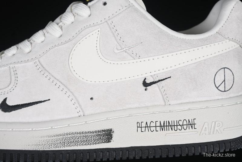 Nike Air Force 1 '07 Low Grey Pig Suede Graffiti Casual Sneakers - DF0188-035