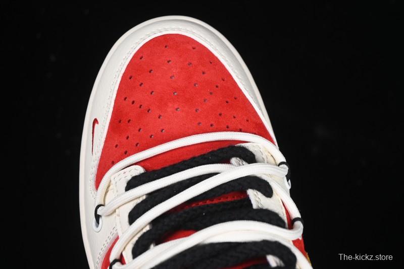 Nike SB Dunk Low Year of the Snake Series Beige Red Yellow Swoosh Anniversary Custom Low-Top Casual Skate Shoes - YX5066-265