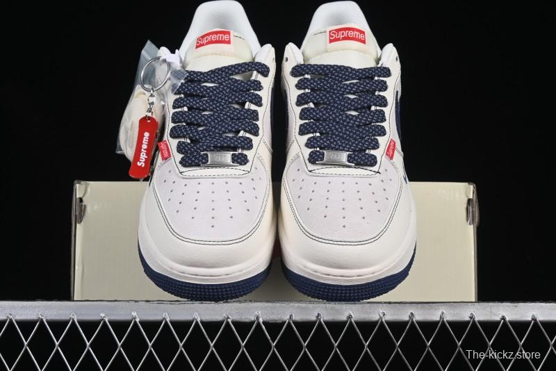 Nike Air Force 1 '07 Low Supreme Collaboration Sneakers with Red Tab and Blue Swoosh - BB7518-021