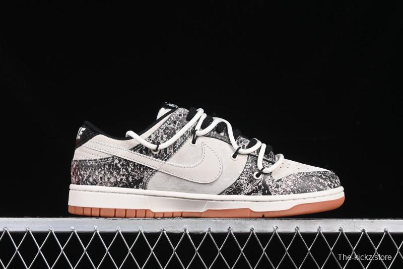 Nike SB Dunk Low Year of the Snake Series Snake Scale White Swoosh Customized Low-Top Casual Skate Shoes - YX5066-275