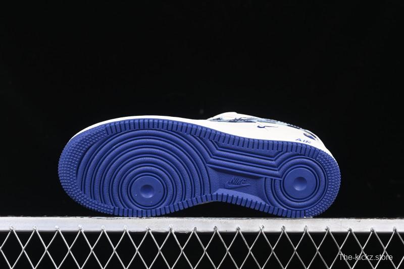 Nike Air Force 1 '07 Low Bape Collaboration - Blue Four Small Swoosh Casual Sneakers - KK1988-036