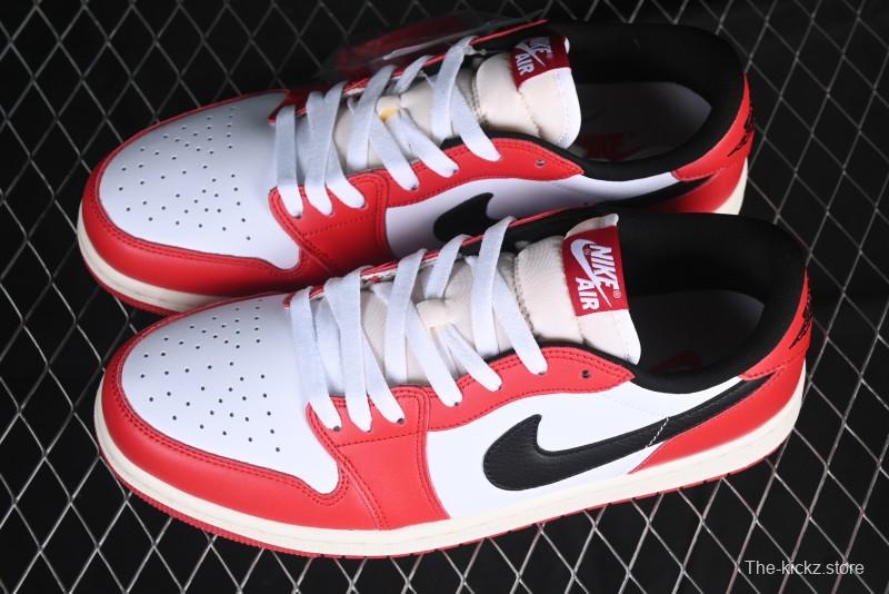 Nike Air Jordan 1 Low AJ1 White Red Black Hook Casual Sneakers - HQ6998-600