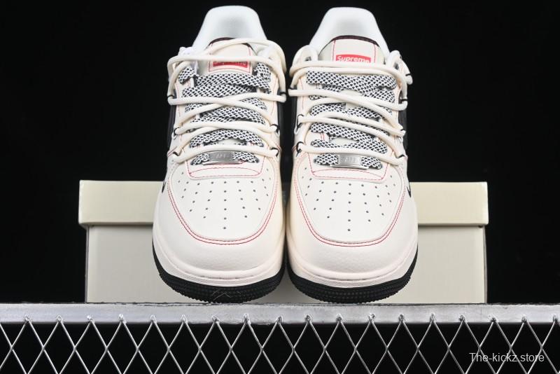 Nike Air Force 1 '07 Low Supreme Collaboration - Beige Red Lace-Up Low-Top Casual Sneakers SJ1198-104