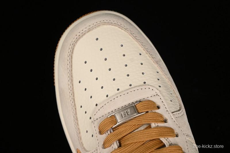 Nike Air Force 1 '07 Low Stussy Collaboration - Wheat Pig Leather Low-Top Casual Sneakers - HD1968-020