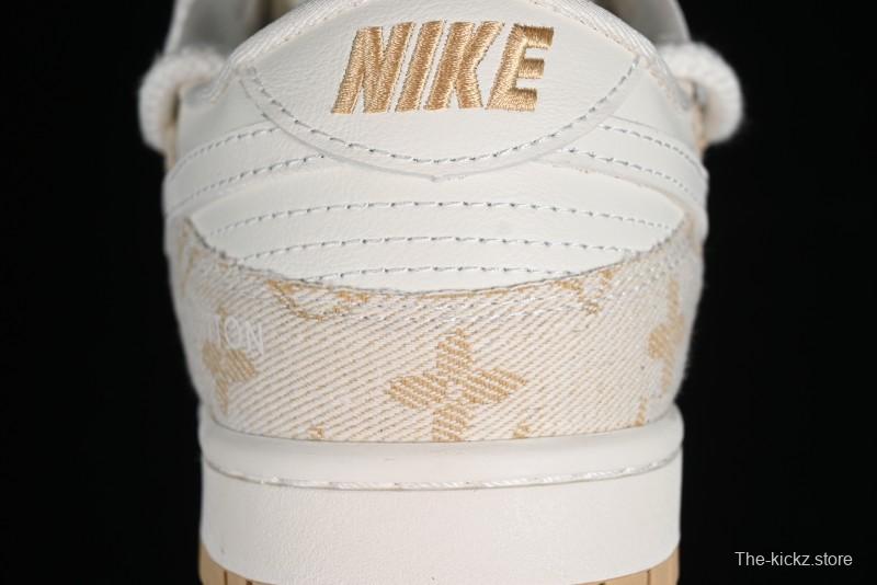 Nike SB Dunk Low LV Collaboration - Yellow Denim Print Anniversary High-End Custom Low-Top Casual Sneakers - SJ2068-247