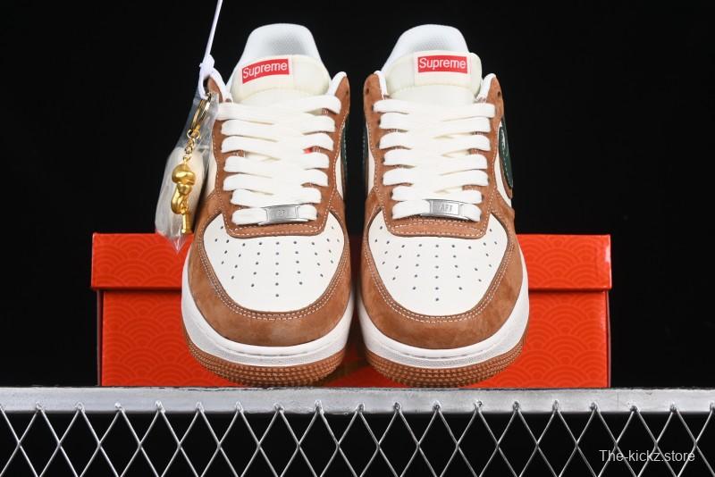 Nike Air Force 1 '07 Low Supreme Year of the Snake Limited Edition Green Brown Double Swoosh Casual Sneakers - DM6688-025