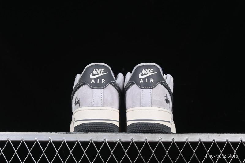 Nike Air Force 1 '07 Low Stussy Collaboration Grey Swoosh Casual Sneakers - XZ6188-911