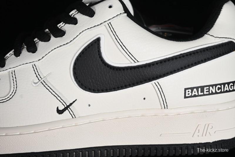 Balenciaga x Nike Air Force 1 '07 Low Triple Swoosh Beige Black Casual Shoes - FR0538-090