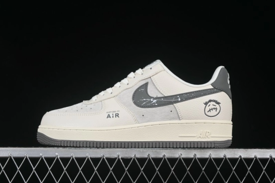 Nike Air Force 1 '07 Low Casual Sneakers in Light Grey with Custom Hardware - DF0188-036