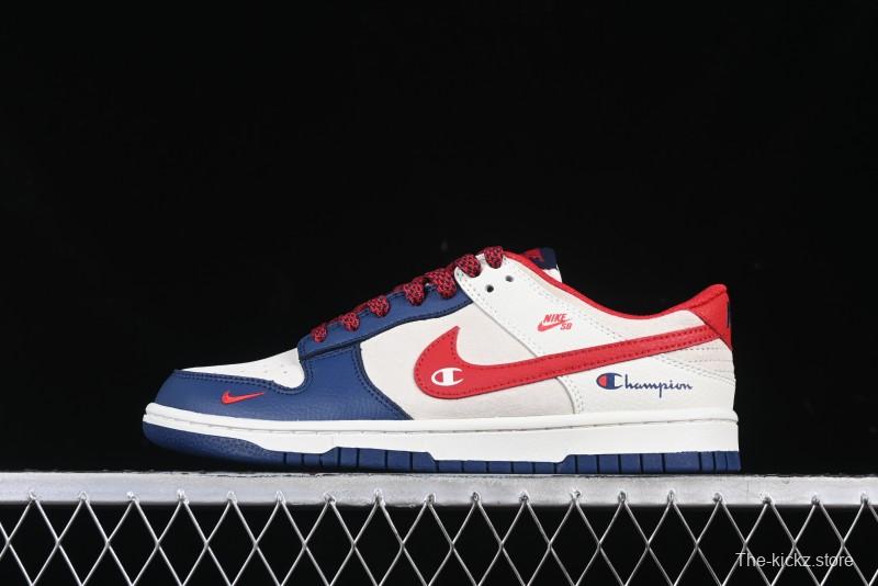 Nike SB Dunk Low Edison Chen Collaboration Blue Red Swoosh Anniversary Custom Low-Top Casual Skate Shoes - DJ2024-099