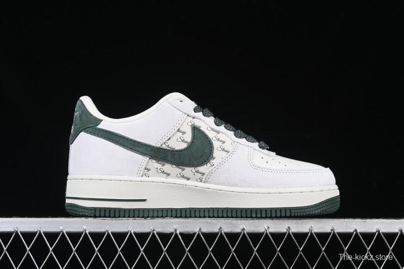 Nike Air Force 1 '07 Low Stussy Collaboration Green Suede Swoosh Low-Top Casual Sneakers - CH6336-511