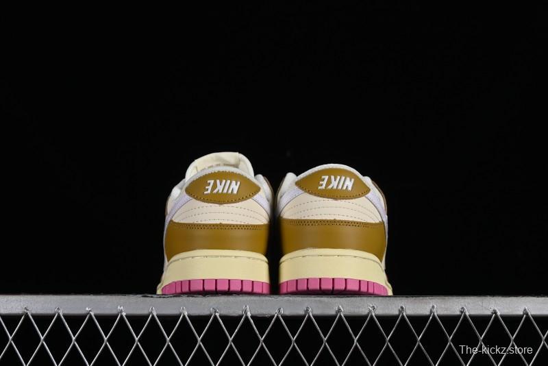 Nike Dunk Low "Just Do It" SB Low-Top Casual Skate Shoes in Coconut Milk and Pink - FD8683-700