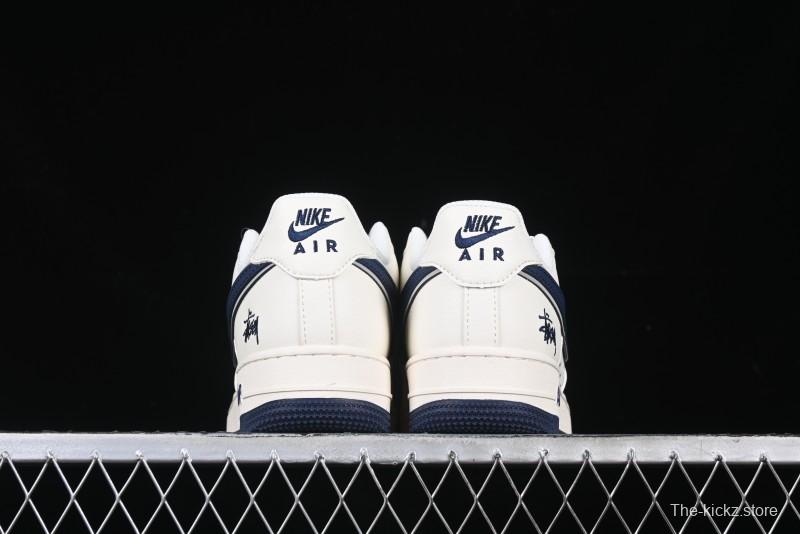 Nike Air Force 1 '07 Low Stussy Collaboration - Navy Blue & Off-White Low-Top Casual Sneakers - XZ3328-568